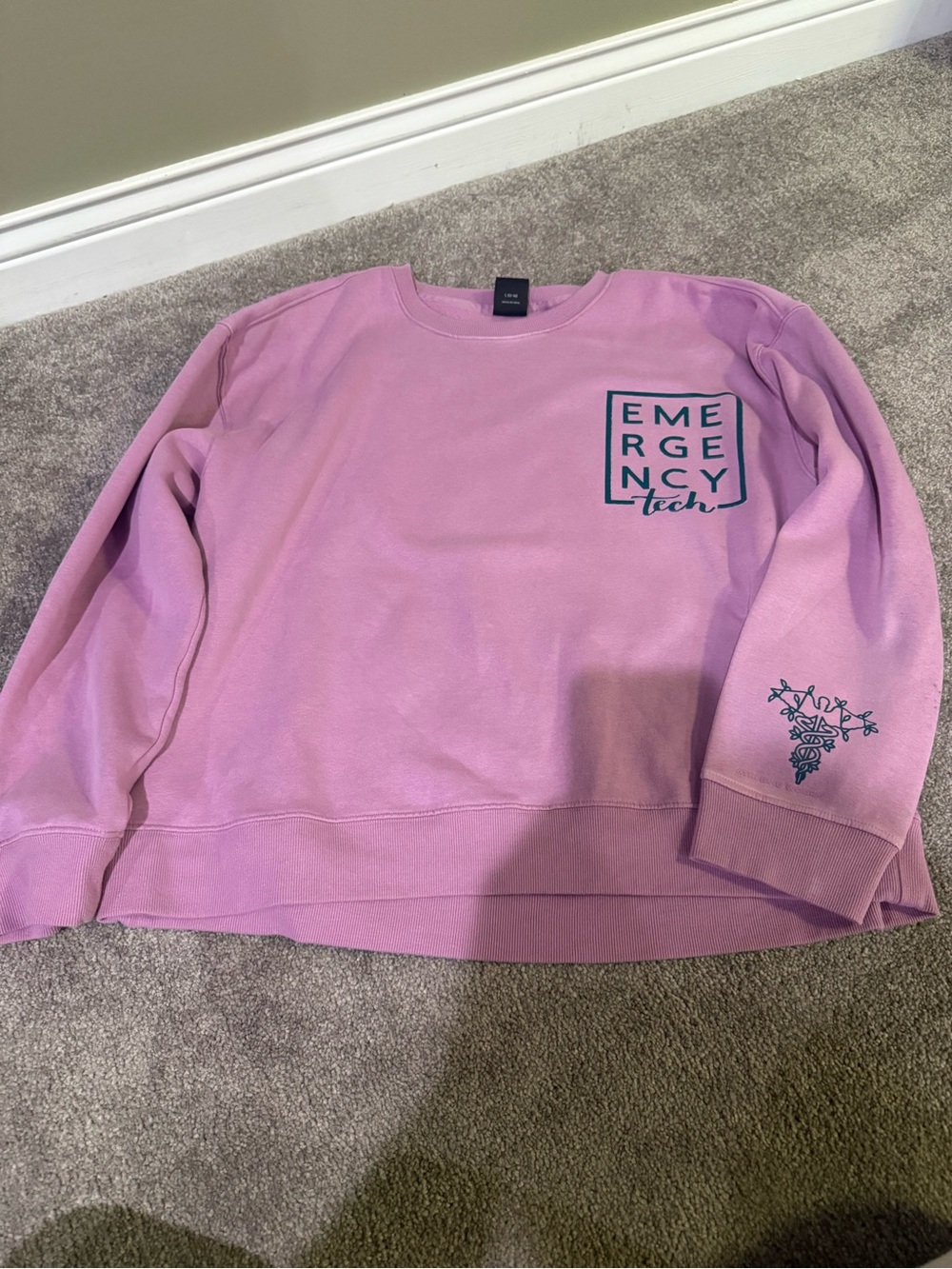 Athletic Works Pink Crewneck with Teal Logo - Picture 1 of 2